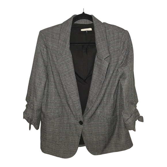 samantha Dru Jackets & Blazers - Women's Gray Plaid Blazer